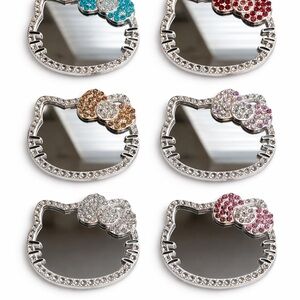 ✨ 1 Elegant Rhinestone Kitty Mirror Charm – Luxe Glam Accessory ✨